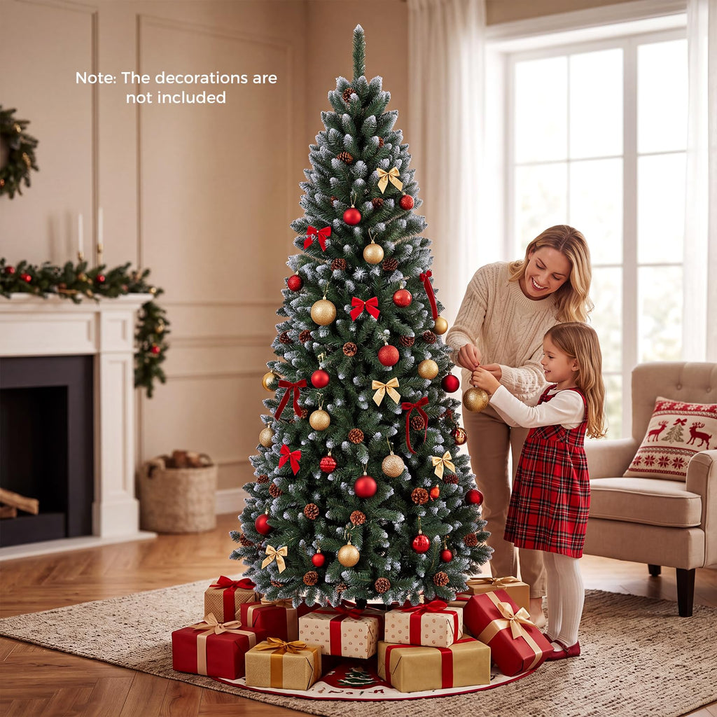 7.5 FT Artificial Christmas Tree, Slim Pencil Xmas Tree