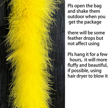 20g Fluffy Marabou Feather Boa for DIY Craft Sewing Trim Home Wedding Party Decoration-Yellow - 2 Yards