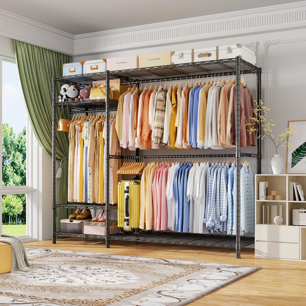 F7 Plus Clothes Rack, Clothing Racks for Hanging Clothes, Black