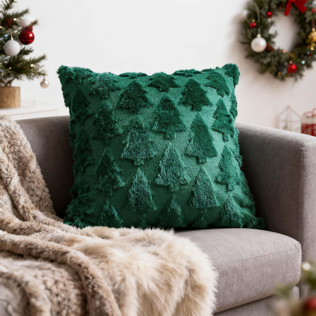Christmas Pillow Covers 18x18, Dark Green Christmas Tree Decor