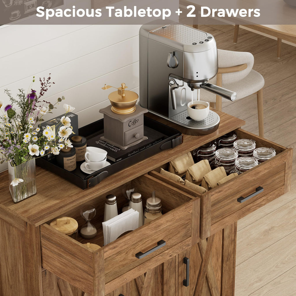 Coffee Bar Storage Cabinet with Drawers, Kitchen Buffet Cabinet