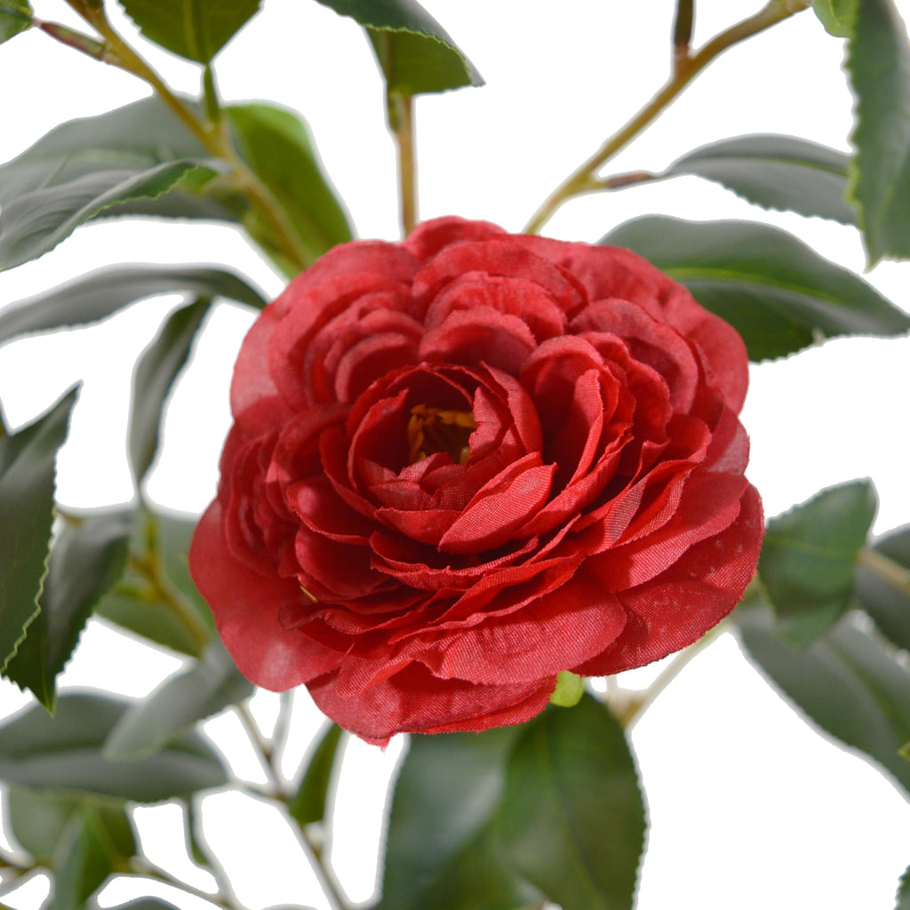 Artificial Camellia Tree 3ft Fake Flower Plant in White Pot