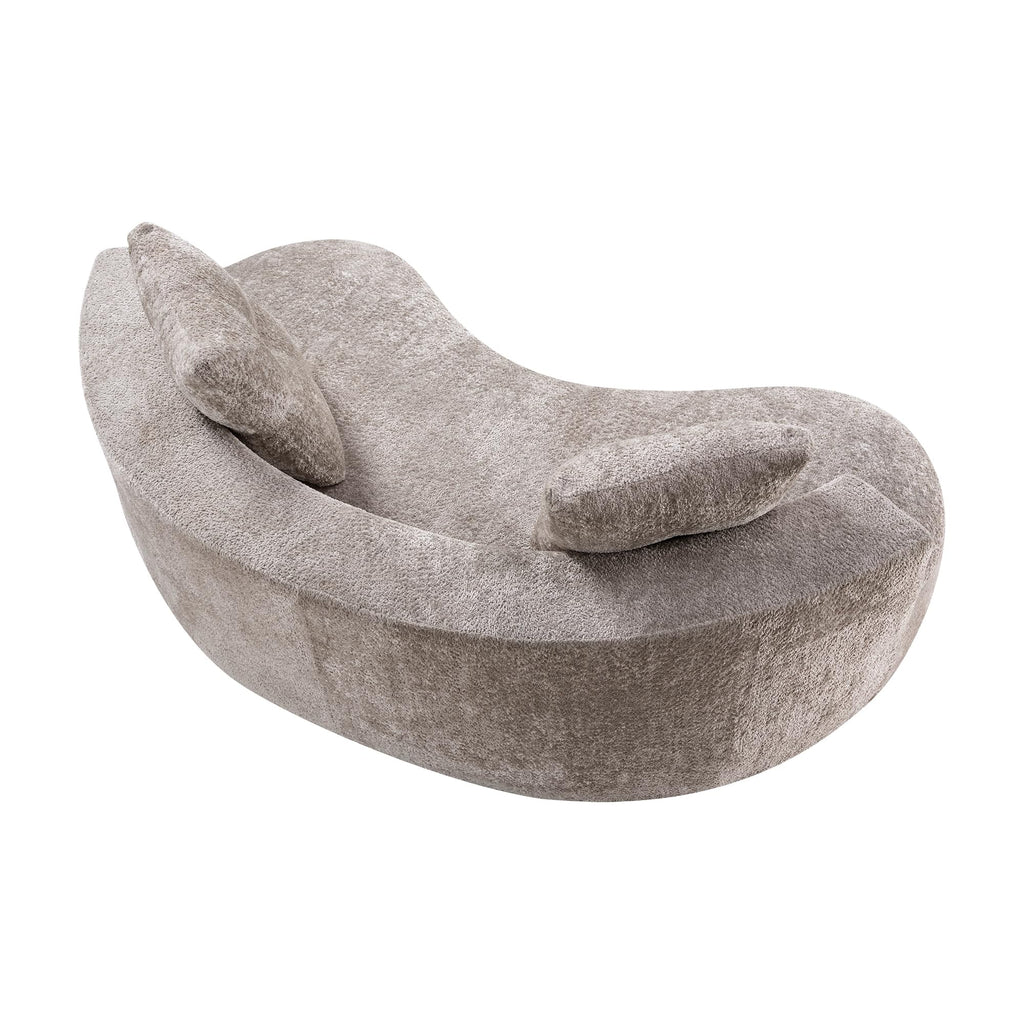 80" Boucle Curved Modular Boneless with 2 Pillows, Camel