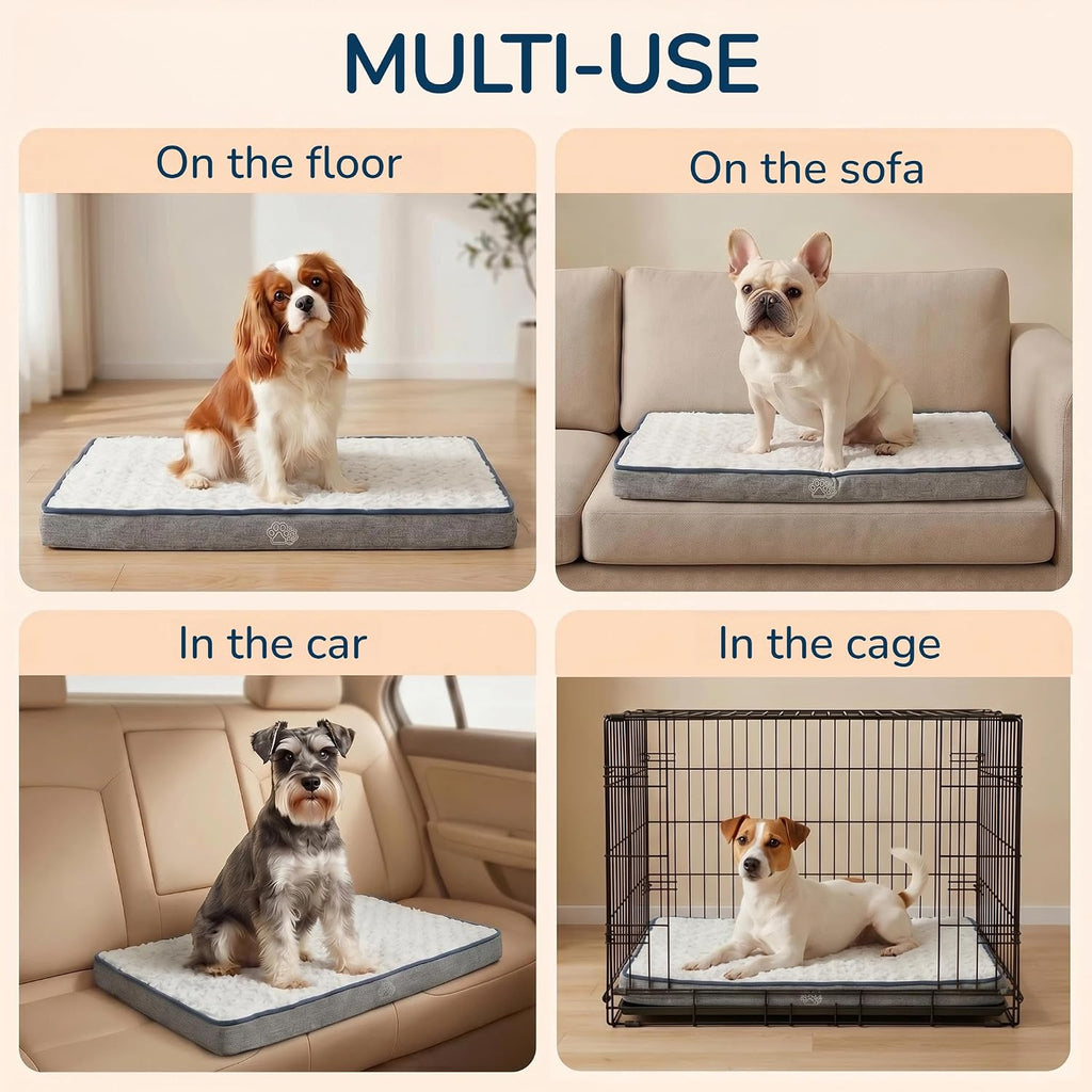 Reversible Dog Bed Mat, Washable Pet Bed for Large Medium Small Dogs, Kennel Pad with Removable Cover, Bed Mattress