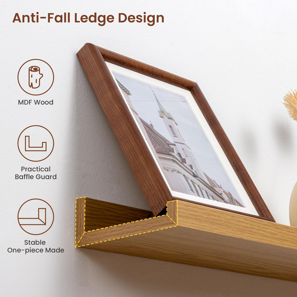 Picture Ledge Shelf, 36 Inch Oak Floating Shelves Set of 4