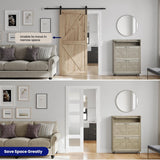 Sliding Pocket Door 24" x 80", 5-Panel Frosted Glass Panel with Soft Close Pocket Door Frame Kit, In