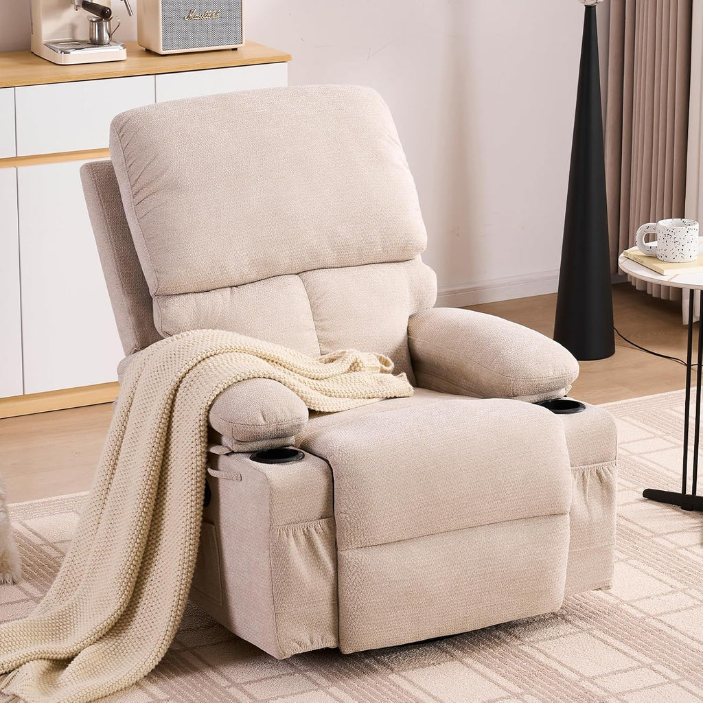 Recliner Chair for Adults, Nursery Glider Recliner with Massage and Heat, 360° Swivel Rocker Recliner, Manual