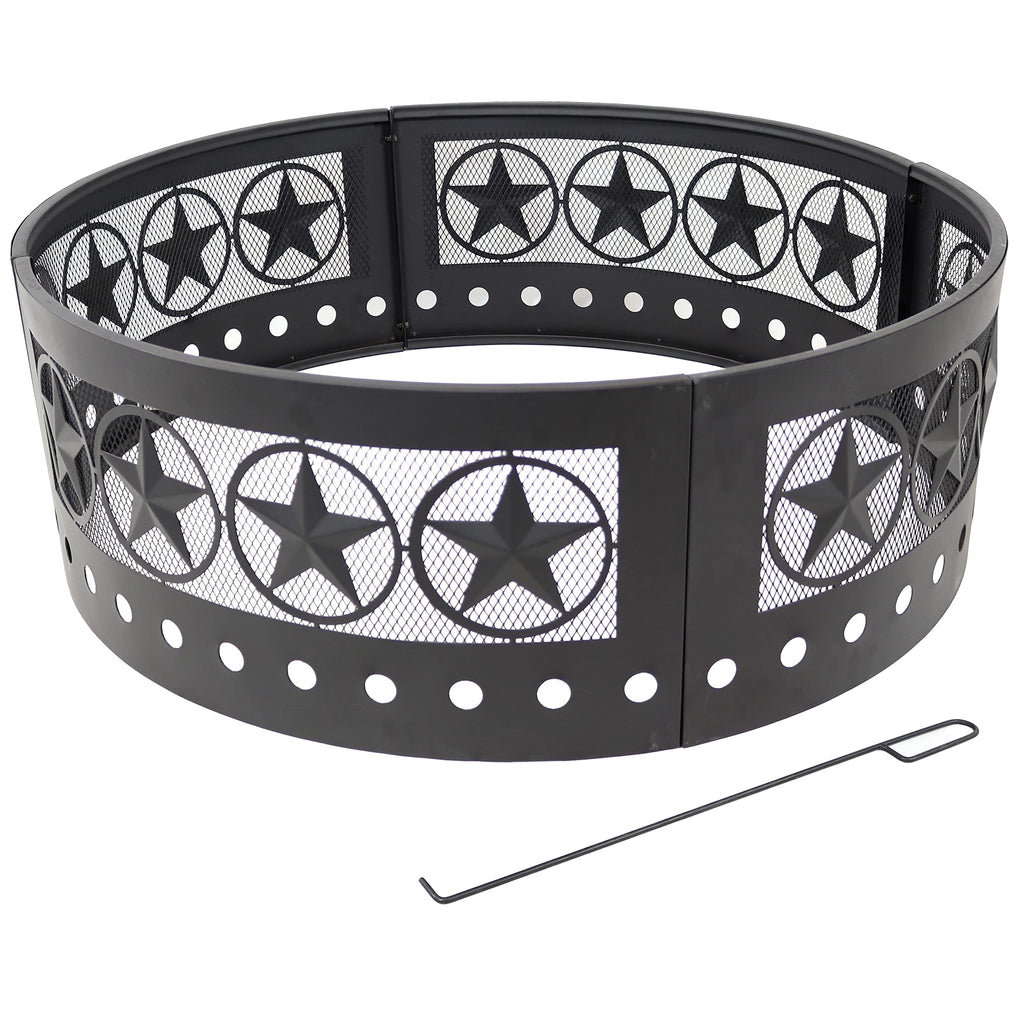 4-Star Decorative Outdoor Large Round Metal Fire Pit Ring, 36"