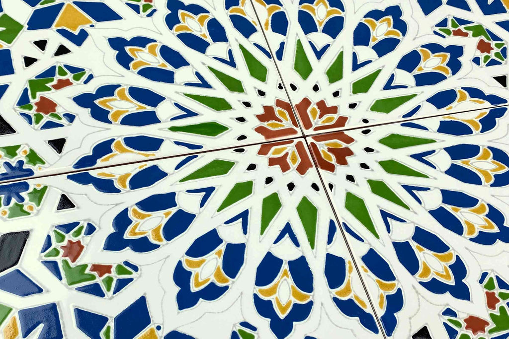 Ceramic Tiles 8x8 - Nazir by - Moroccan Mosaic Tiles backsplash | 12 Coloured Moroccan Wall Tiles 8x8 in Oriental
