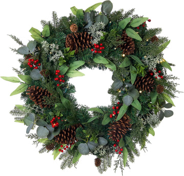30 Inch Pre-Lit Artificial Christmas Wreath, Christmas Woods