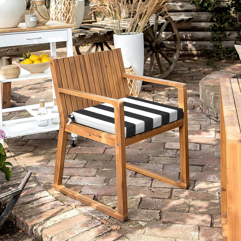 Outdoor Chair Cushions 18.5"x16"x2" Pack of 4, Water-Repellent Square Corner Memory Foam Seat Cushions with Ties for