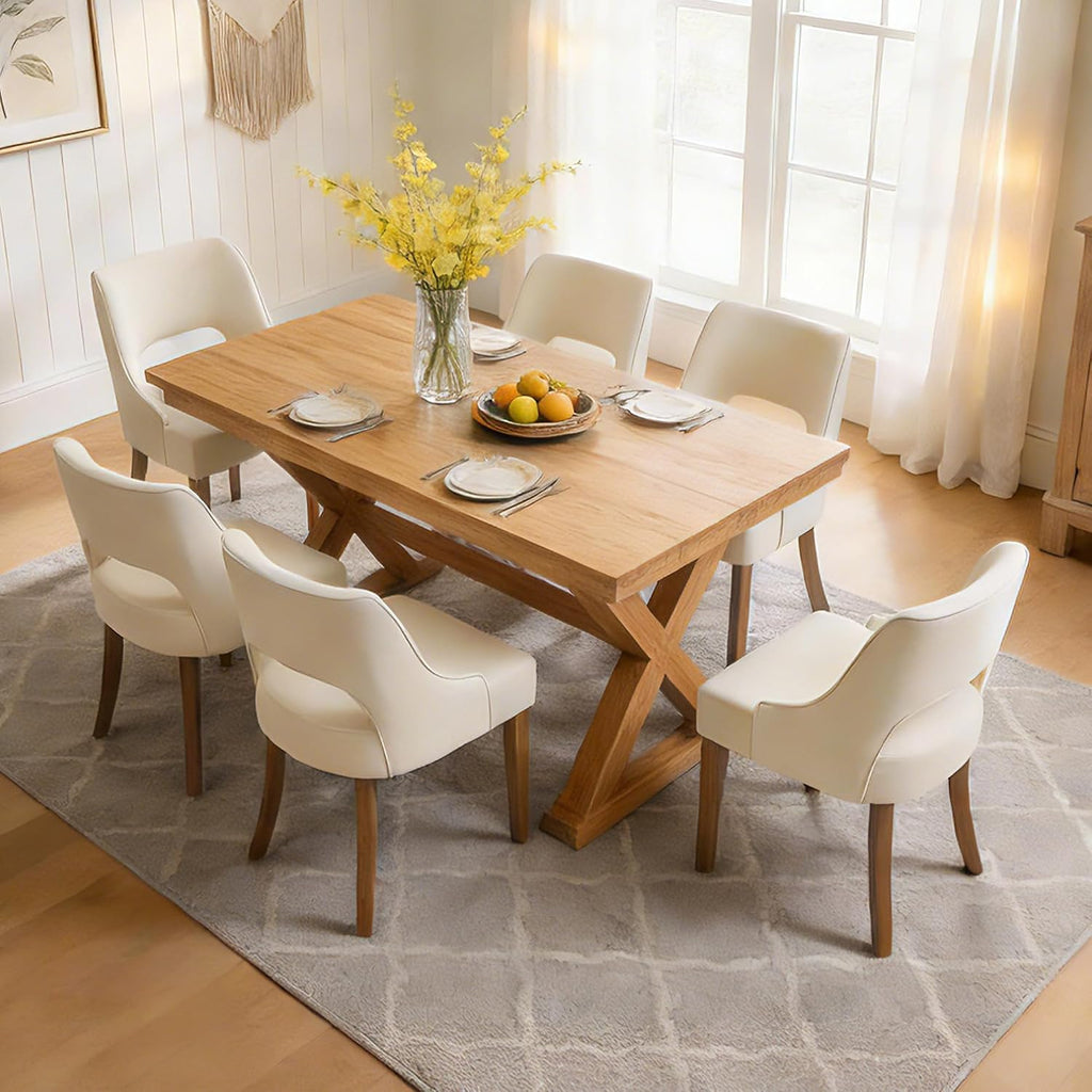 Wooden Dining Chairs Set of 2, Modern Fabric Upholstered Kitchen Chairs Dining Chair, Mid Century Modern Chair for