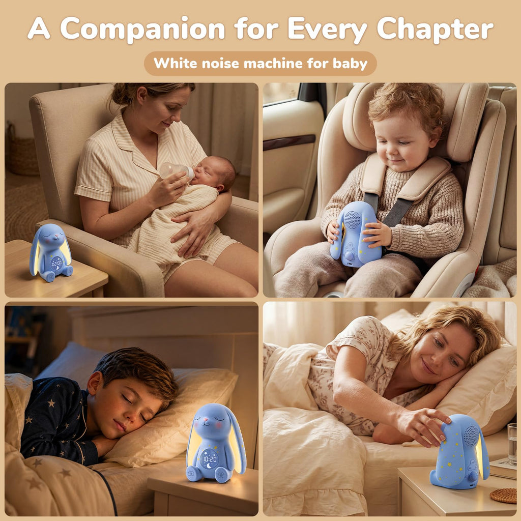 Bunny White Noise Sound Machine, Newborn Baby Boy Gift, 100+ Sounds