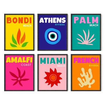 Bright City Print Set of 6-16x20 - Framed Black