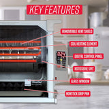 Digital Rotisserie Oven, Platinum Digital Design, Large Capacity (12lbs) Countertop Oven, Multi-Purpose Basket for