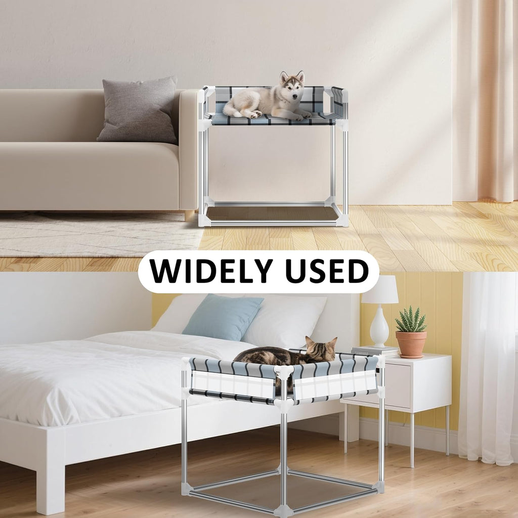 Bedside Cosleeper Dog Bed with Guardrail, 3-Fence Height Elevated Bed Dog