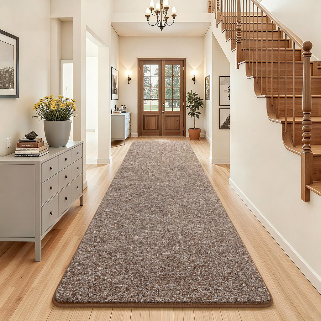 3x8 Runner Rug, Long Runner Rugs Non Slip, Matte Brown