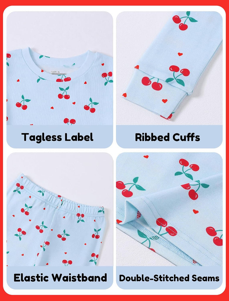 Girls Pajamas 2 Piece Snug Long Sleeve Pjs Sets 4-14 Years