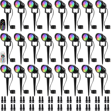 Low Voltage Landscape Lights Colored with Remote Control 24Pack