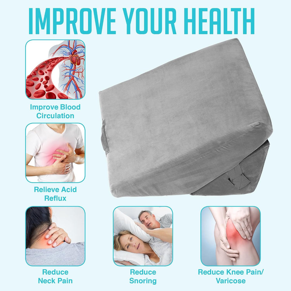 Health Adjustable Bed Wedge Pillow for Sleep Apnea, 7 in 1 Body Positioner Bed Wedge Pillow for Sleeping, Acid Reflux