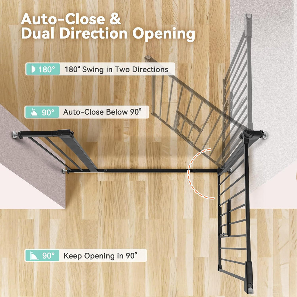Auto Close Pet Gate with Cat Door, 29.5"-40.5" Dog Gate