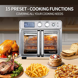 26QT French Door Air Fryer Toaster Oven Combo, 15 Cooking Functions including Rotisserie, and Digital Controls, 30