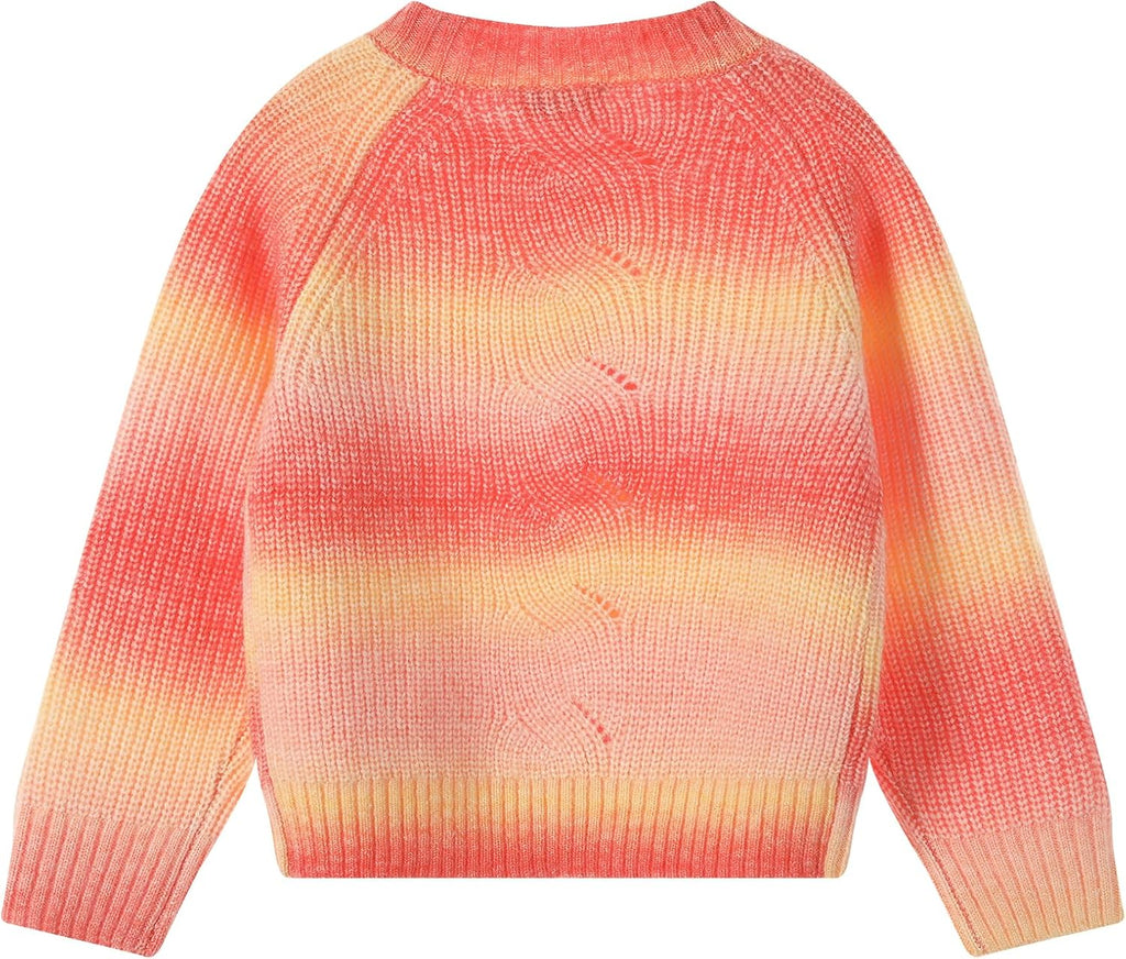 Striped Sweaters Gradient Long Sleeve Cable Knit Sweater Chunky Pullover Jumper Fall Winter
