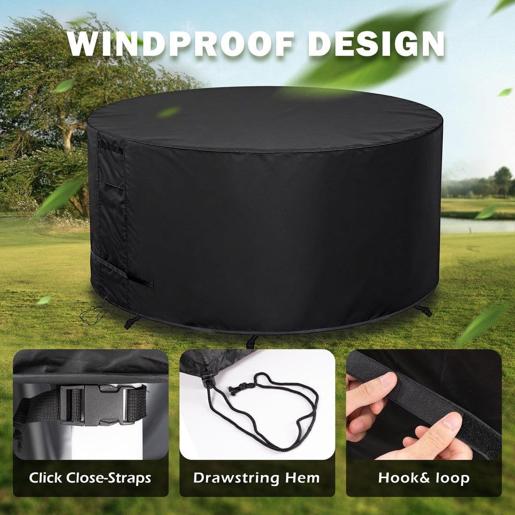 Round Patio Furniture Cover Weatherproof, 42 Inch Outdoor Round Table Cover Dining Table and Chairs Waterproof 42"