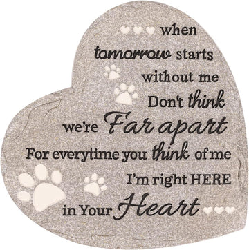 Pet Memorial Stone for Dogs Cats, 10 Inch Dog Memorial Gifts for Loss of Dog, Heart Shaped Cat Memorial Stones, Pet
