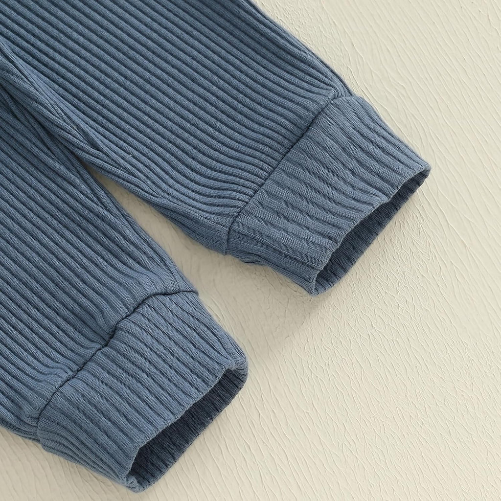Baby Boy Clothes 3 6 12 Ribbed Knitted Long Sleeve Romper and Pants Sets Newborn Fall Splicing Color Outfits
