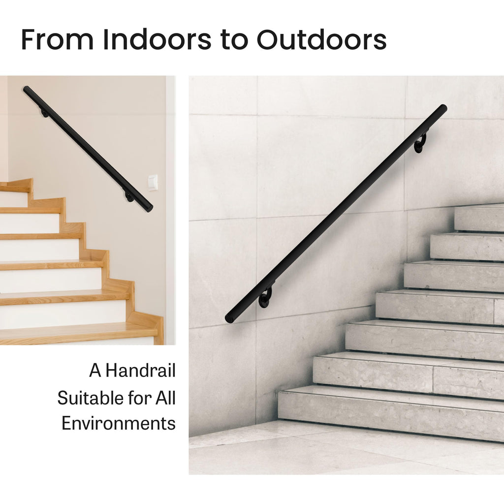 Aluminum Handrail for Indoor or Outdoor Steps and Stairs - Hand Rails for Elderly - DIY Complete Stair Railing Kit