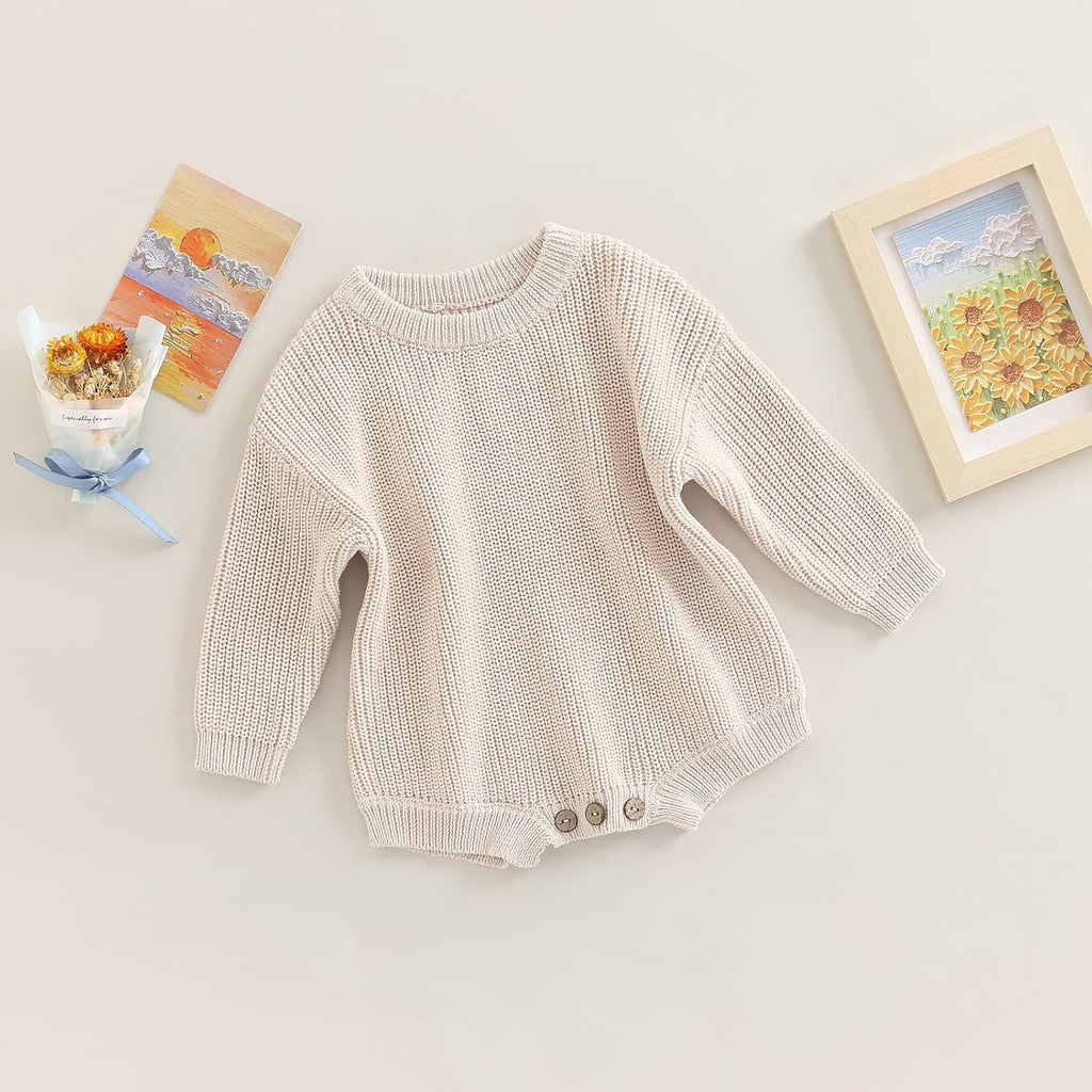 Newborn Baby Girl Boy Sweater Knit Oversized Pullover Sweatshirt Romper