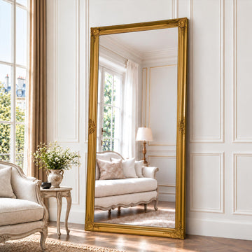 Full Length Mirror 75"x35", Vintage Gold Baroque Floor Mirror, Antique Gold