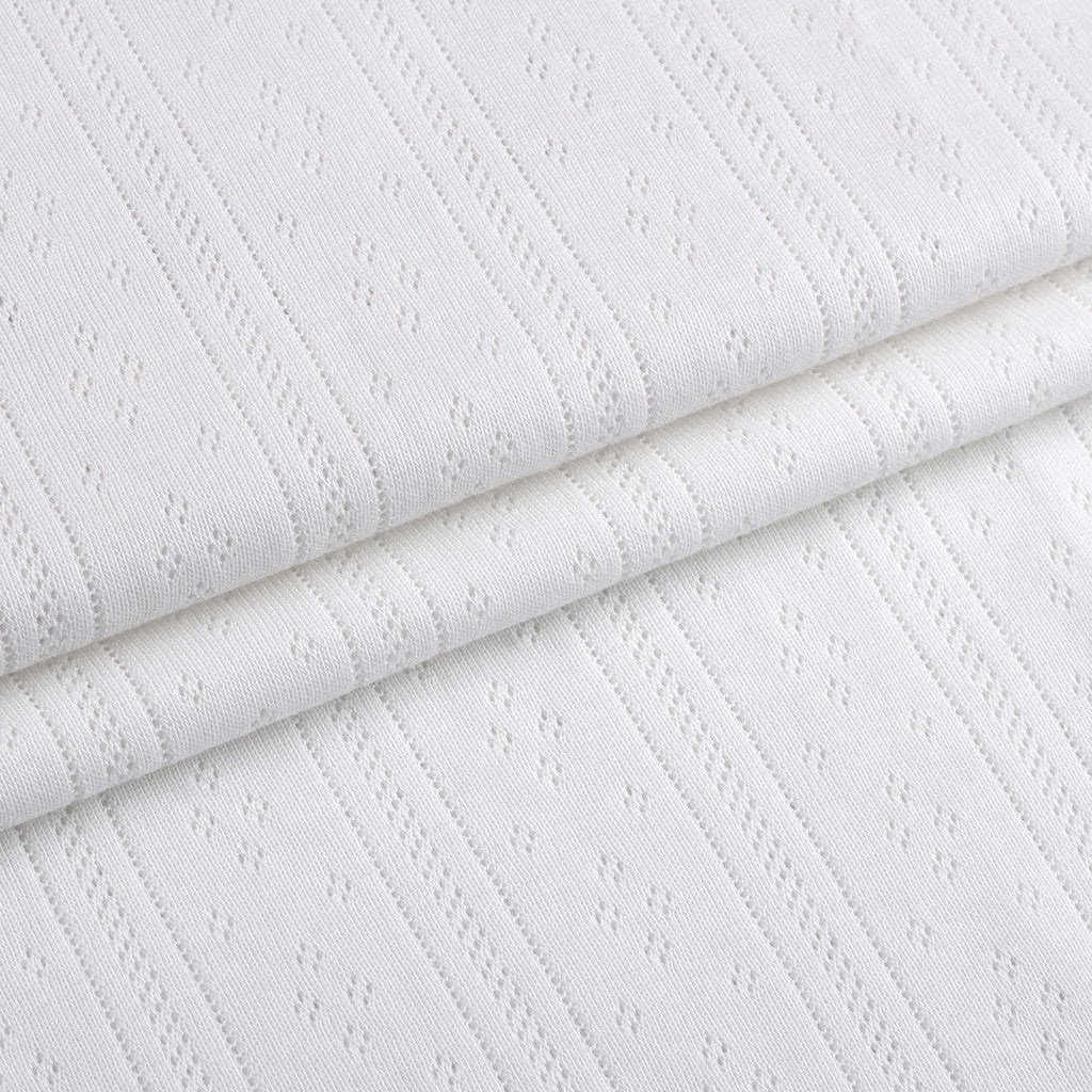 Pointelle Fabric by the Yard, 100% Cotton Jacquard Eyelet Fabric, Soft Stretch Openwork Rib Knit Fabric for DIY Craft