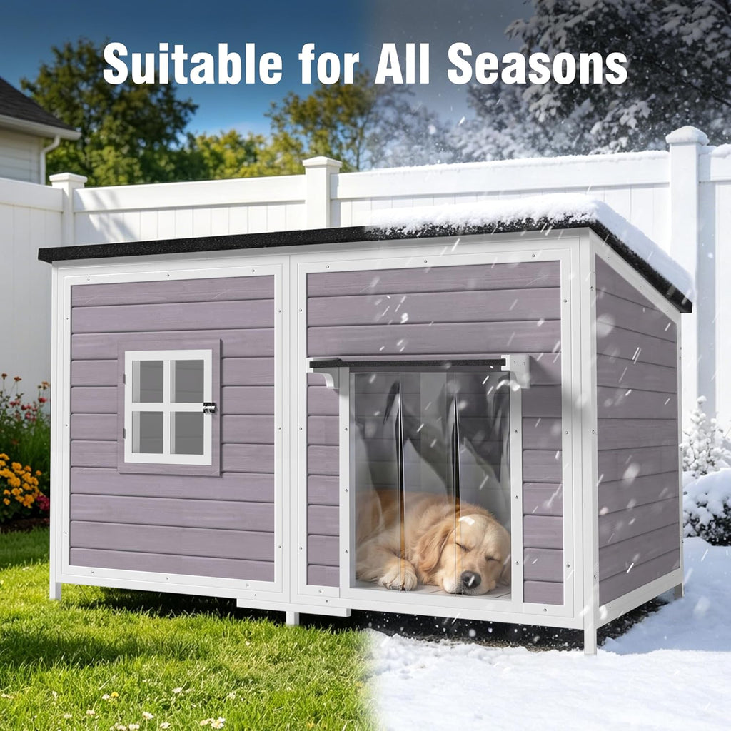 59" Insulated Extra Large Dog House, Grey
