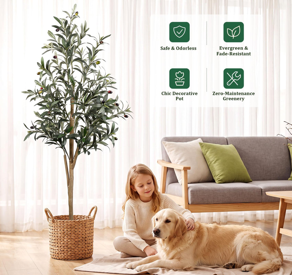 Artificial Olive Tree 5FT with Natural Wood Trunk Faux Plant