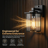 Dusk to Dawn Outdoor Wall Light Fixture, Waterproof Exterior Porch Light with Tempered Glass