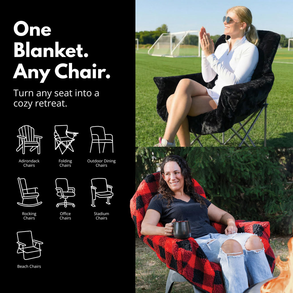 The Chair Blanket - Reversible, Waterproof & Fleece-Lined - Stretchable Elastic Back - Original Patio Chair Cover