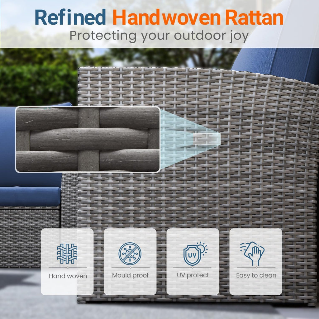 Wisteria Lane 4 Piece Patio Furniture Set, Wicker Outdoor Patio Conversation Furniture Set
