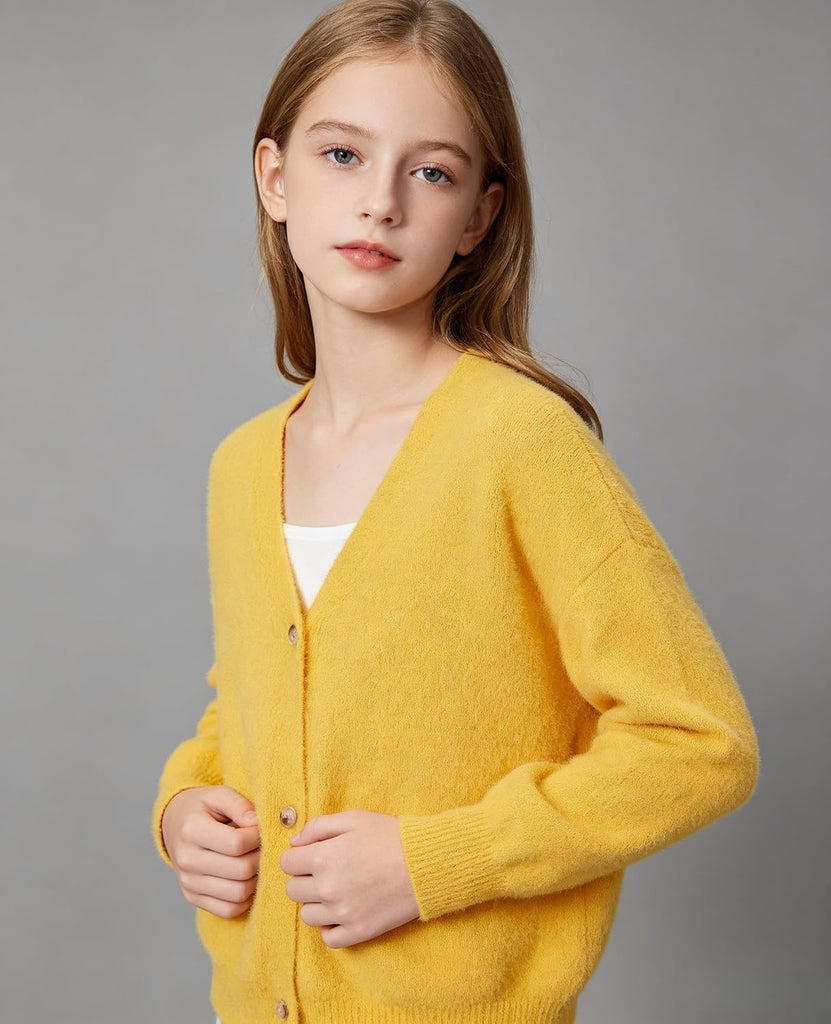 Tween with Button Loose Long Sleeve Shrug Sweaters Inner Cloth Cropped Kids Knit Sweater Outerwear