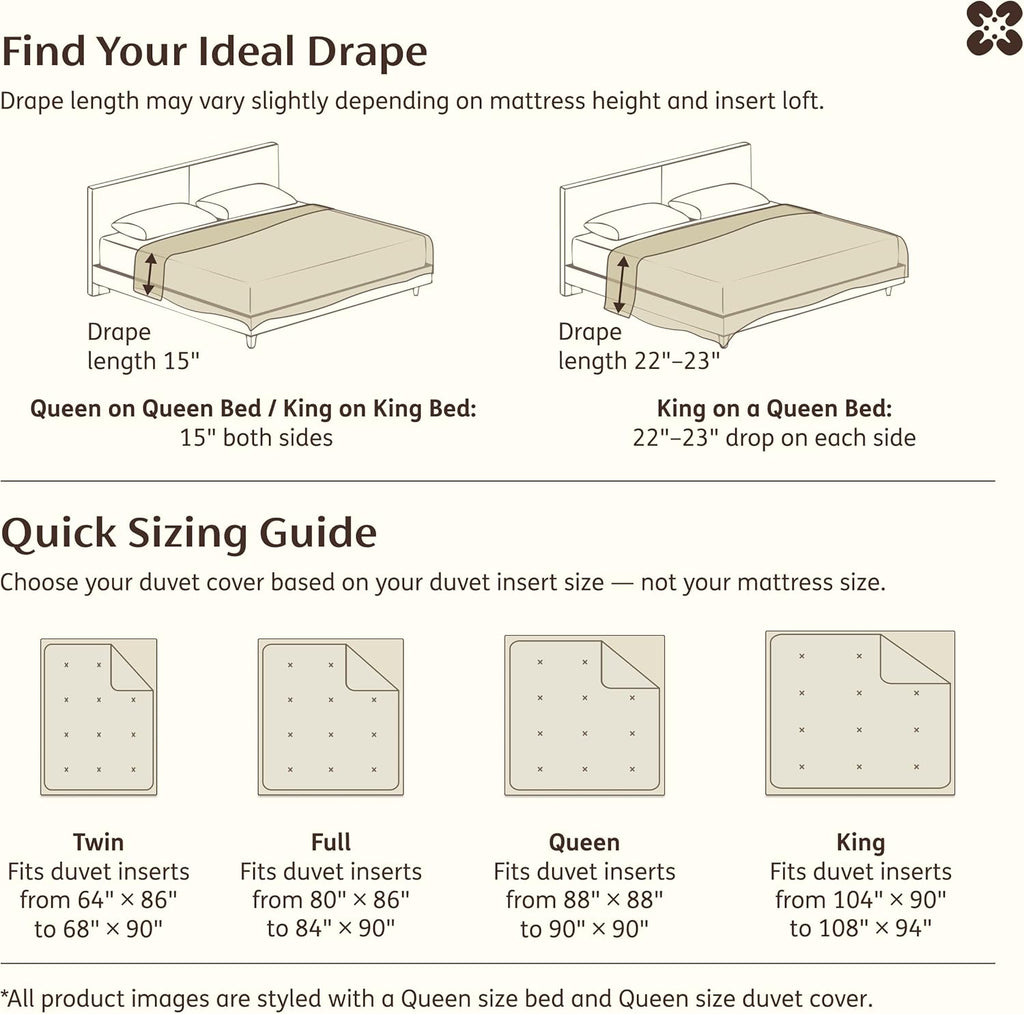 100% Cotton Percale Duvet Cover King, Breathable for Hot Sleepers | Hotel-Style Leaf Edge White Comforter Cover