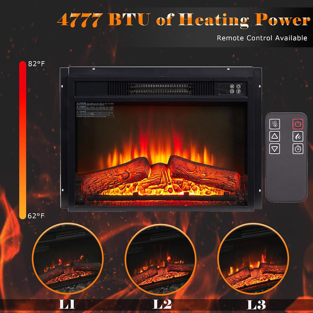 42 inch Electric Fireplace with Mantel, Portable Freestanding Wood Stove with Remote Control, 23'' Fireplace Insert