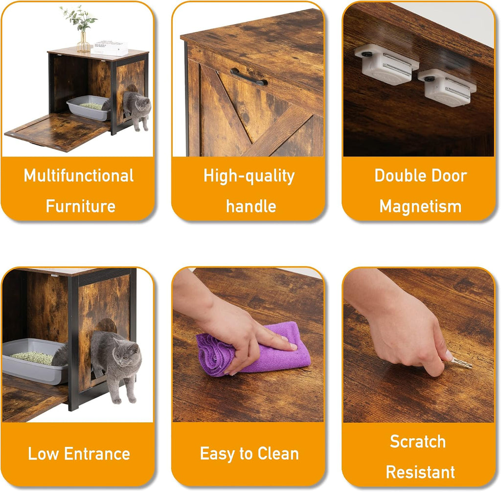 Cat Litter Box Enclosure, Hidden Litter Box Furniture, 23.6 Inches