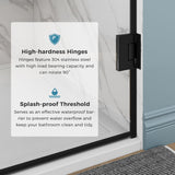 48-48.5" W x 72" H Frameless Glass Shower Door Adjustable, Hinged Shower Door with Ultra Clear Tempered Glass