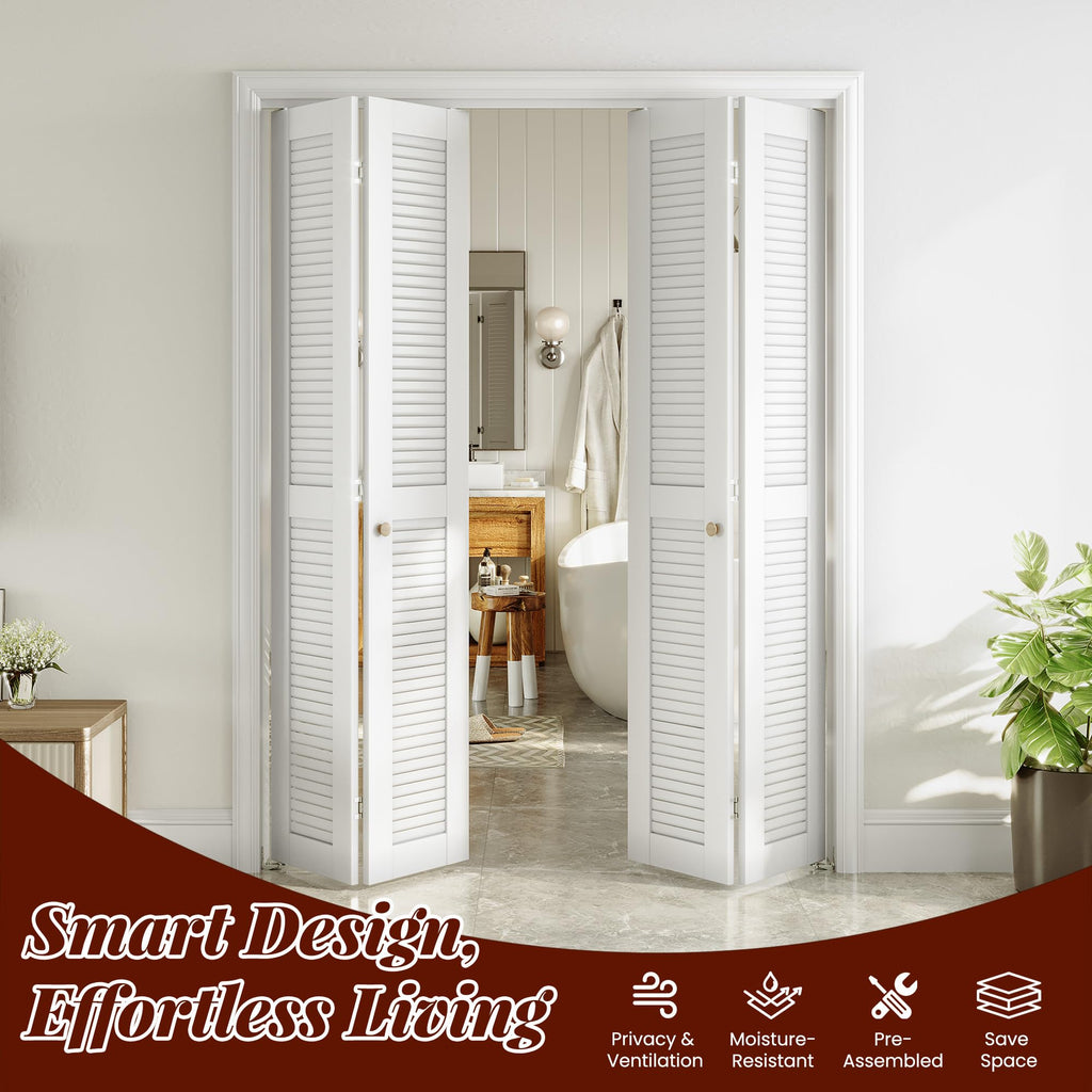 72" x 80" Louvered Bifold Closet Door, MDF, White