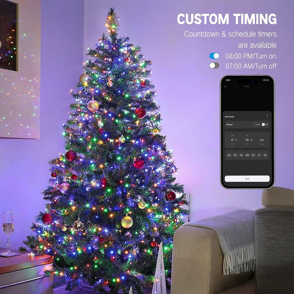 Gentle Twinkle Christmas Lights, 200 LED Smart Christmas Tree Light