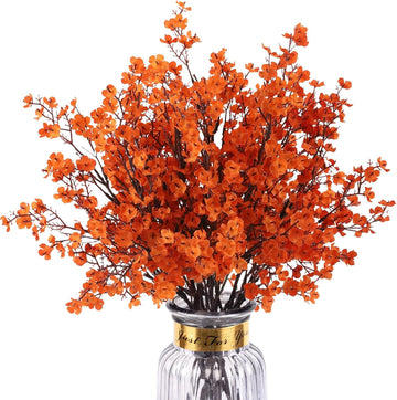Artificial Fall Flowers Real Touch Babys Breath Fake Orange Flowers - Set of 8