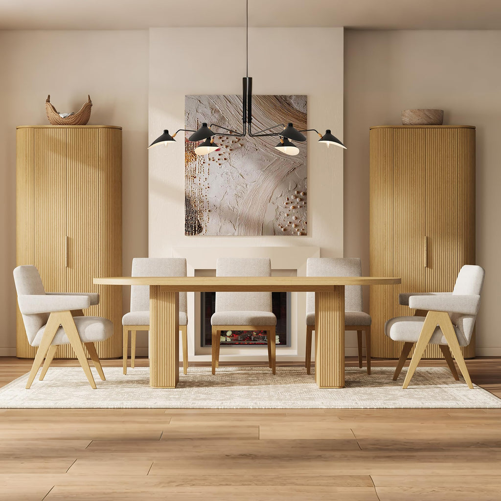 63"-86" Extendable Dining Table for 4-10, Oval Extendable Kitchen Table with Fluted Base, Modern Dining Room Table