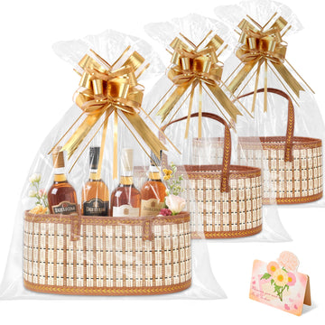 3 Set Baskets for Gifts Empty, Woven Bamboo gift baskets empty