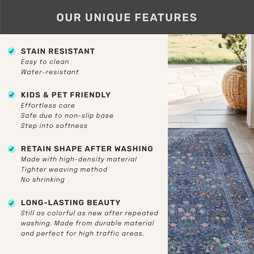 Vintage Dark Blue 3x5 Area Rugs